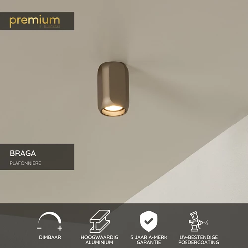 Lucide BRAGA - Plafonnière - 1xGU10 - Koffie | Premium - USP